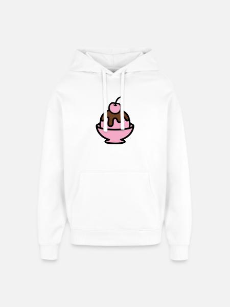 Sundae Cherry Artwork - Oversized Unisex Hoodie by Stanley/Stella - white