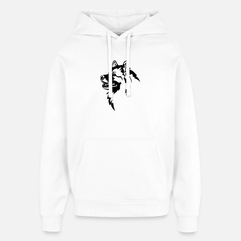 Tête de Wolfsspitz - Sweat à capuche unisexe Stanley/Stella Oversized - blanc