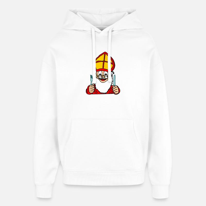Sinterklaas avec couteau et fourchette - Sweat à capuche unisexe Stanley/Stella Oversized - blanc