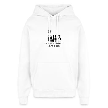 chase your dreams - Oversized Unisex Hoodie von Stanley/Stella - Weiß - Vorne - AI Model Female 172 light (172cm) & AI Model Male 185 light (185cm)