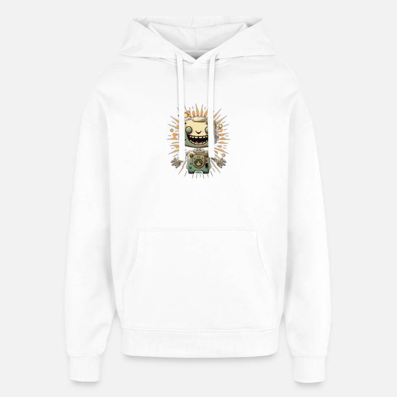 Sunburst Robot Grin - Sweat à capuche unisexe Stanley/Stella Oversized - blanc