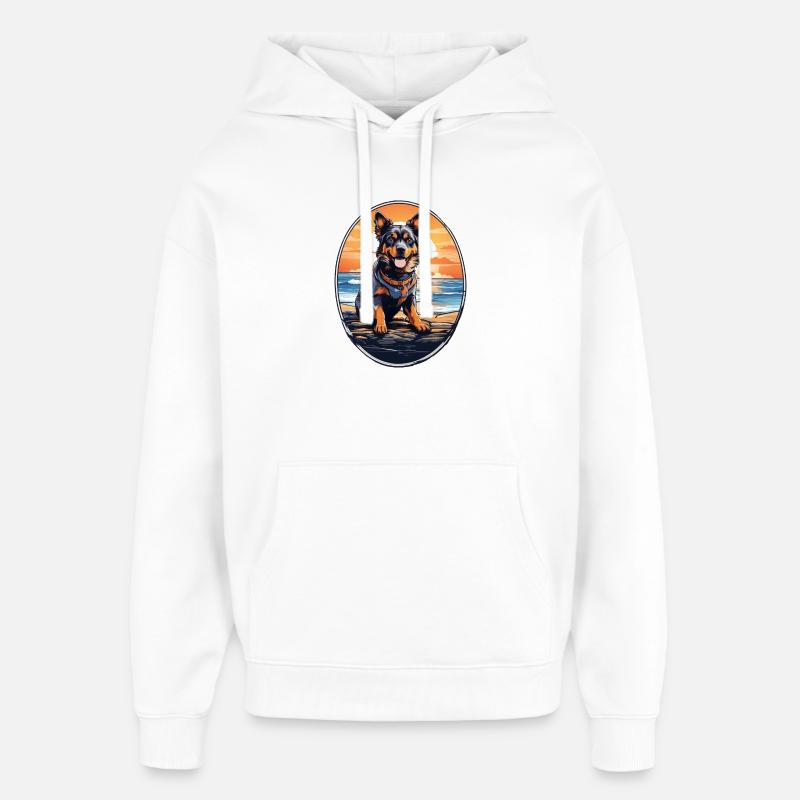 Chien sur la plage - Sweat à capuche unisexe Stanley/Stella Oversized - blanc