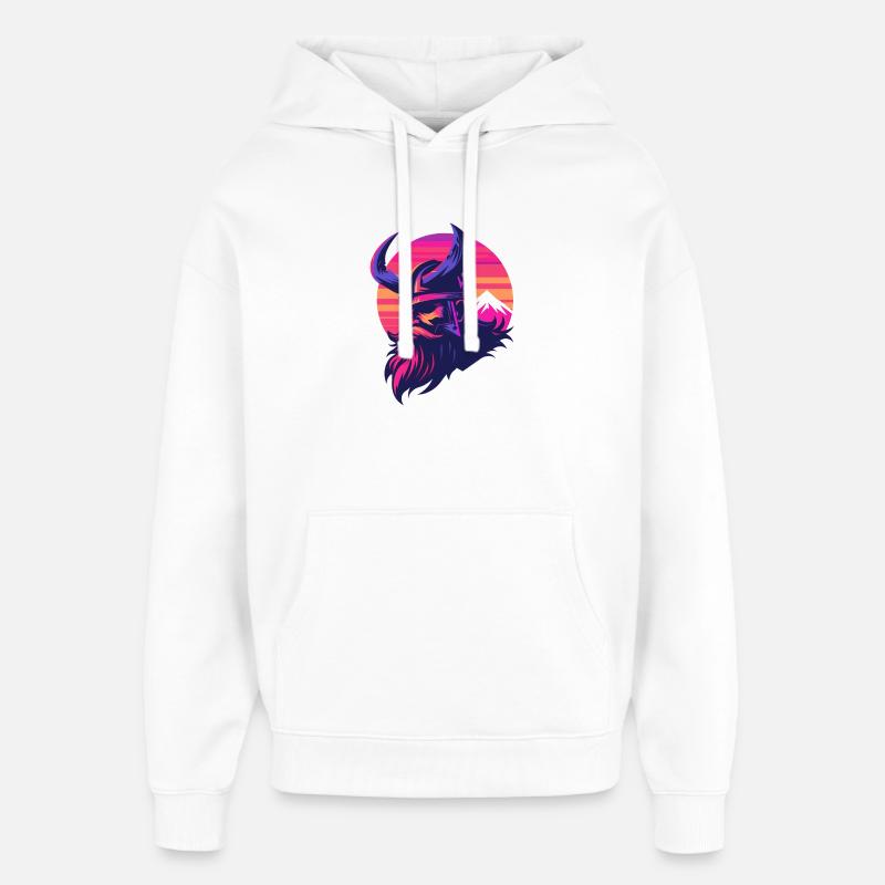 Wikinger Synthwave 3 - Oversized Unisex Hoodie von Stanley/Stella - Weiß