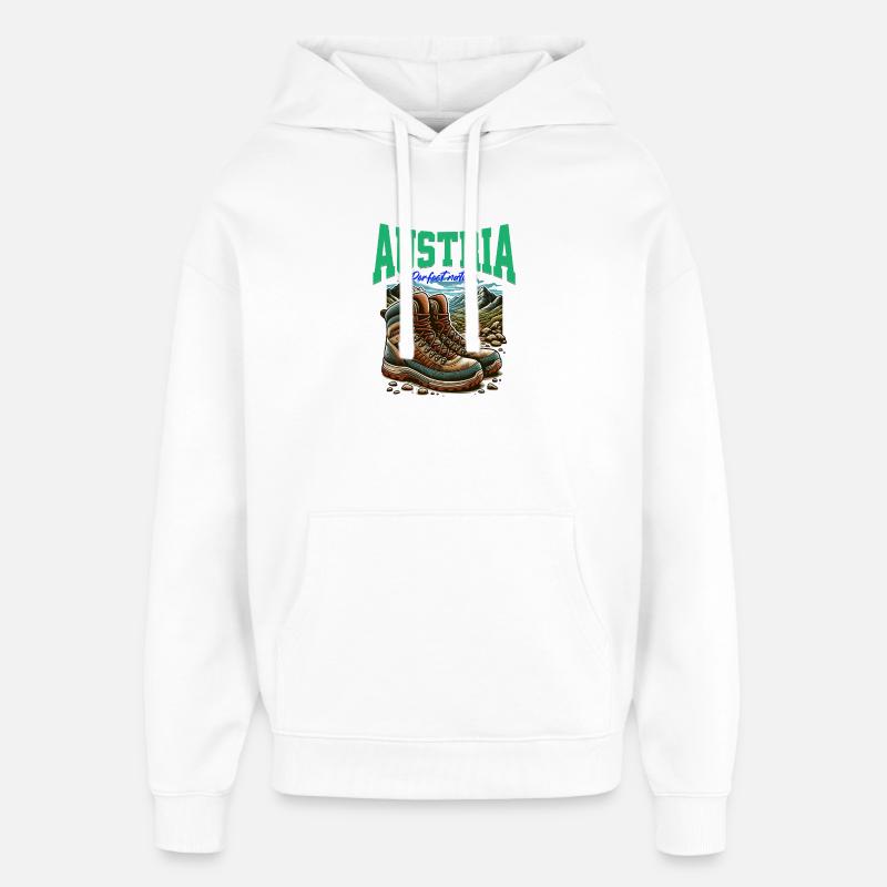 L’Autriche refroidit Wander Design - Österreich - Sweat à capuche unisexe Stanley/Stella Oversized - blanc
