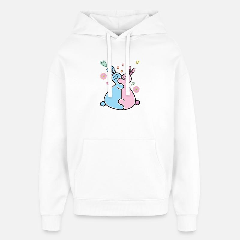 Paire de lapins - Sweat à capuche unisexe Stanley/Stella Oversized - blanc