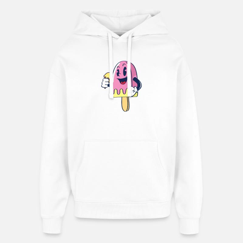 Fröhlicher Kindereis Charakter Eiscreme Eis - Sweat à capuche unisexe Stanley/Stella Oversized - blanc