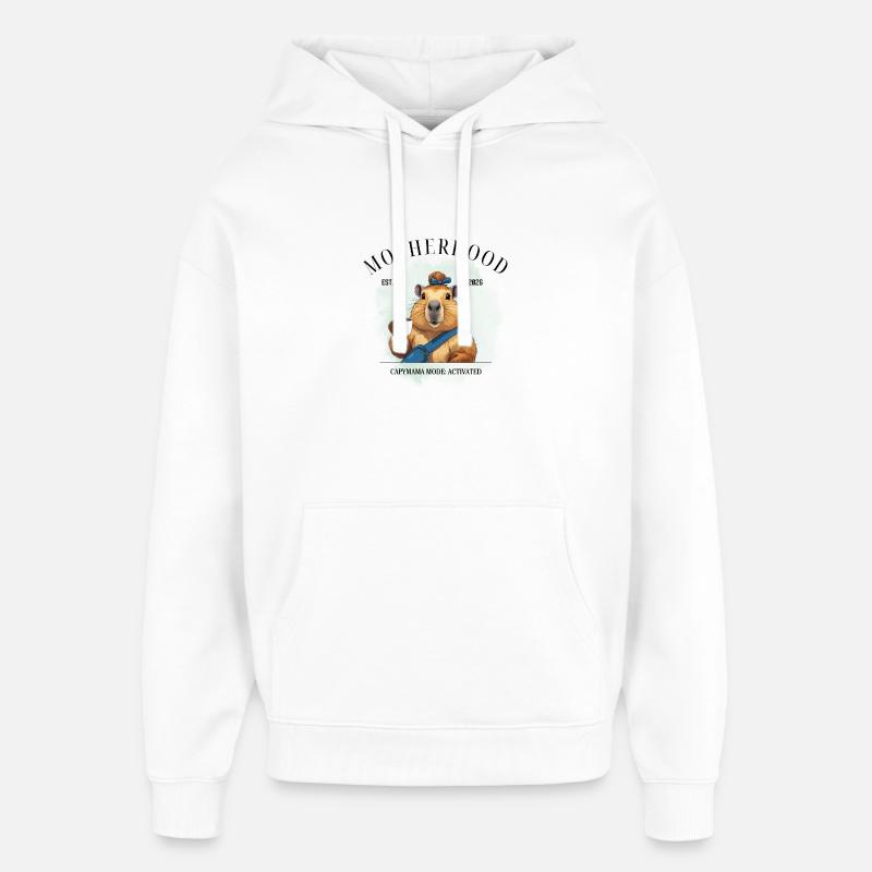 Mode Capymama activé – Motherhood 2026 - Sweat à capuche unisexe Stanley/Stella Oversized - blanc