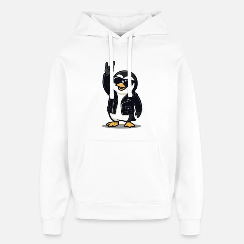 Pingouin Rock’n’Roll - Sweat à capuche unisexe Stanley/Stella Oversized - blanc