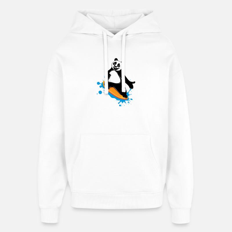 Surfender Panda Bär im Graffiti Stil - Oversized Unisex Hoodie von Stanley/Stella - Weiß