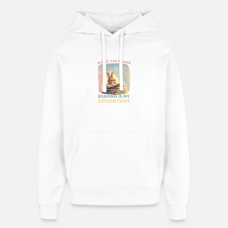 Lire Aventures avec les lapins - Sweat à capuche unisexe Stanley/Stella Oversized - blanc