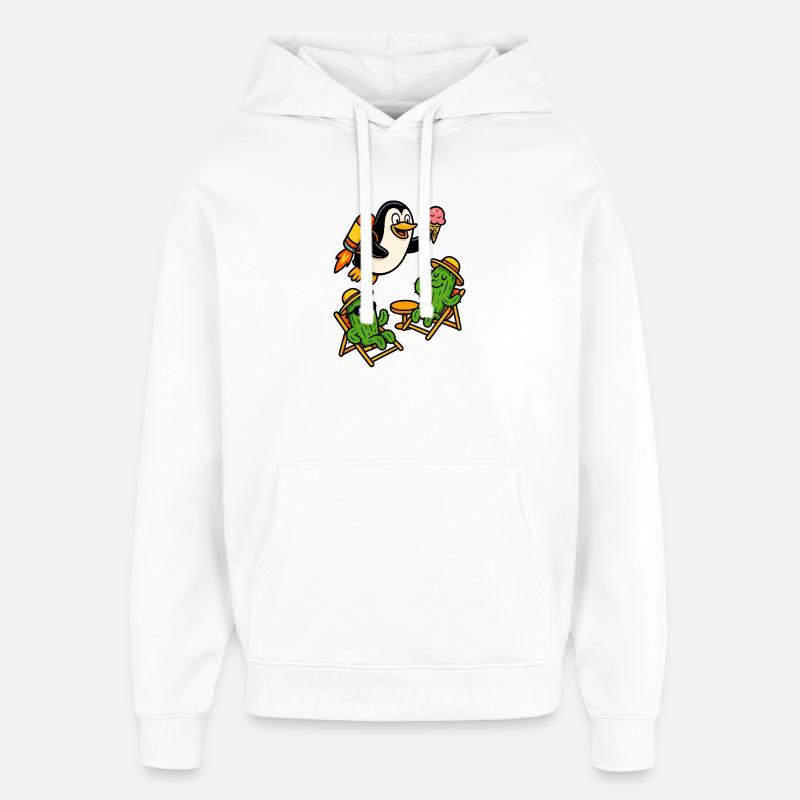 Pingouin Jetpack - Sweat à capuche unisexe Stanley/Stella Oversized - blanc