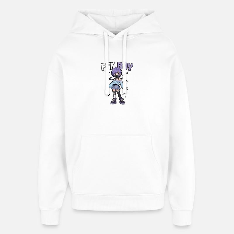 Femboy i emo-look med glitter - Stanley/Stella Oversized Hettegenser unisex - hvit