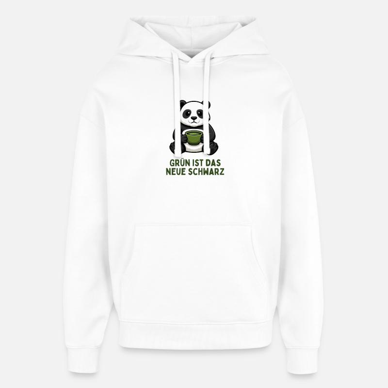  Panda Kaffeezeit grün Tee Getränk - Oversized Unisex Hoodie von Stanley/Stella - Weiß
