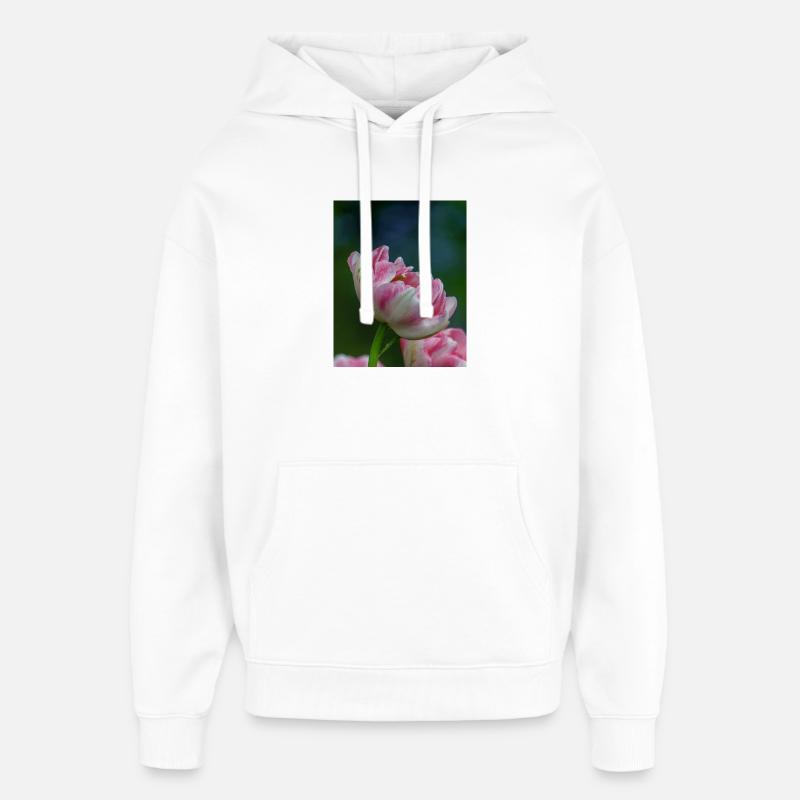 Tulipe Gros Plan - Sweat à capuche unisexe Stanley/Stella Oversized - blanc