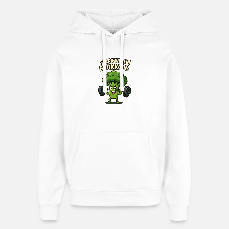 Fort comme un brocoli - Sweat à capuche unisexe Stanley/Stella Oversized - blanc