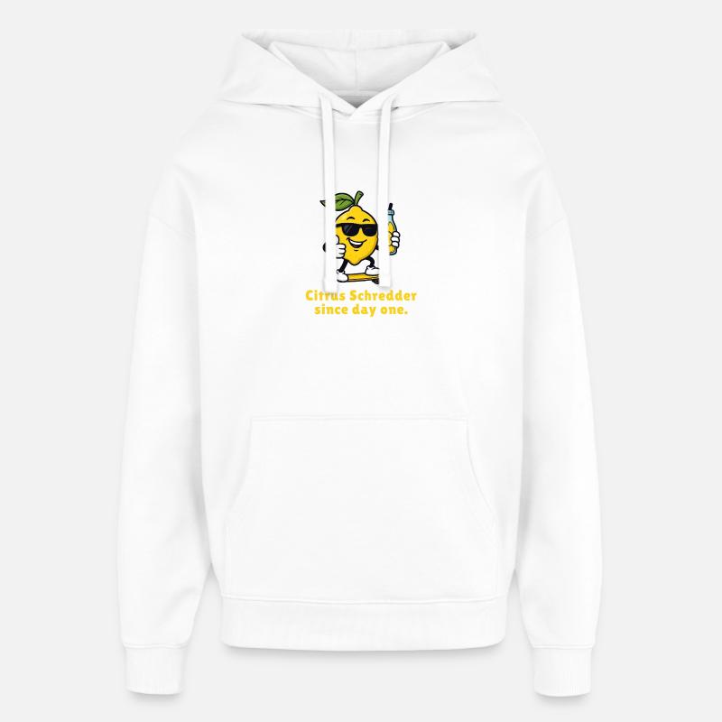 Déchiqueteur d’agrumes sur skateboard - Sweat à capuche unisexe Stanley/Stella Oversized - blanc