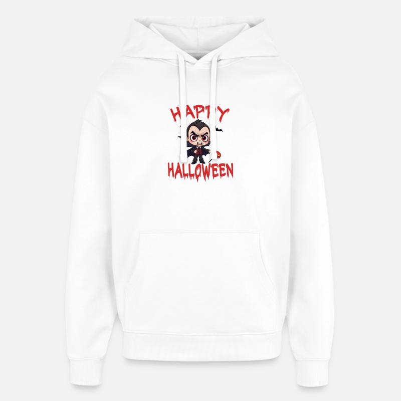 Halloween Vampire Dracula Citrouille Chauve-souris Effrayant - Sweat à capuche unisexe Stanley/Stella Oversized - blanc
