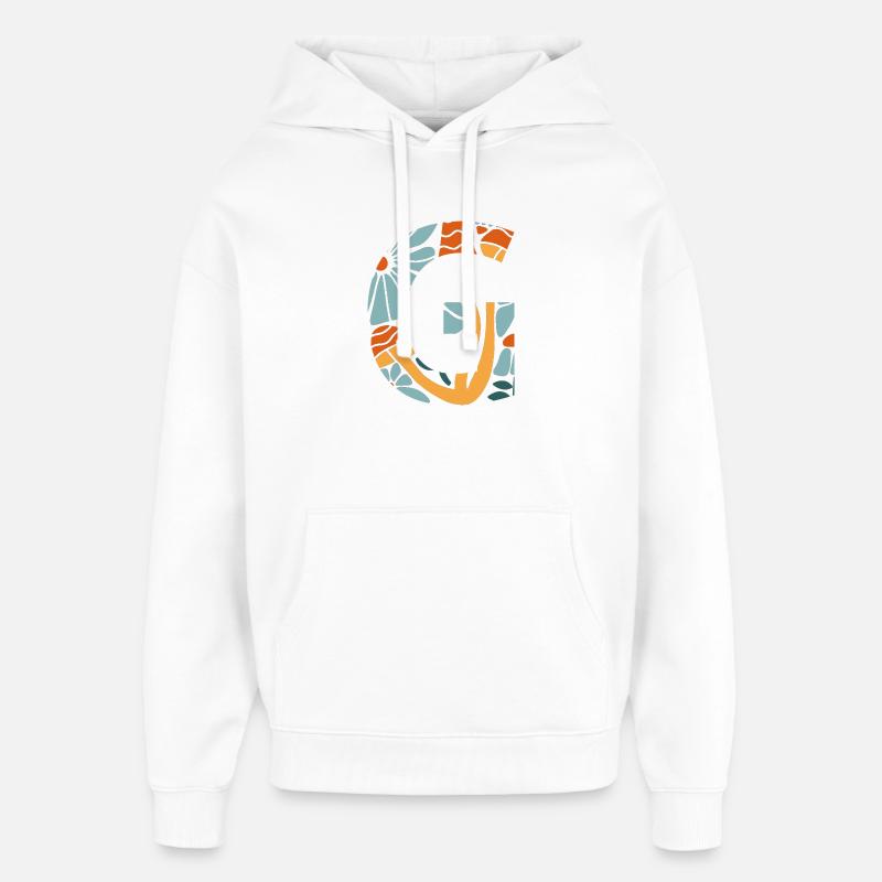 Lettre g fleurs groovy idée cadeau  - Sweat à capuche unisexe Stanley/Stella Oversized - blanc