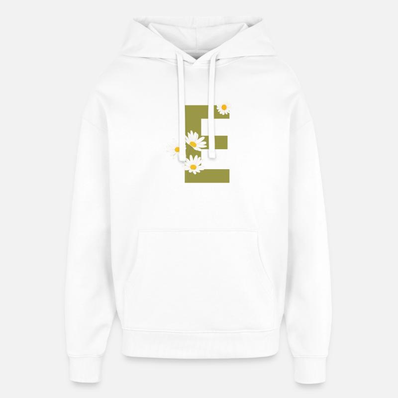 Lettre e vert marguerites - Sweat à capuche unisexe Stanley/Stella Oversized - blanc