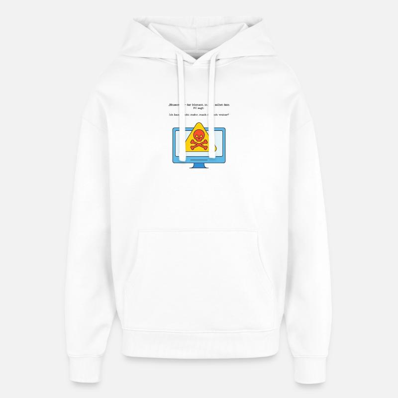 Blue Screen Humor Skull Warnung - Oversized Unisex Hoodie von Stanley/Stella - Weiß