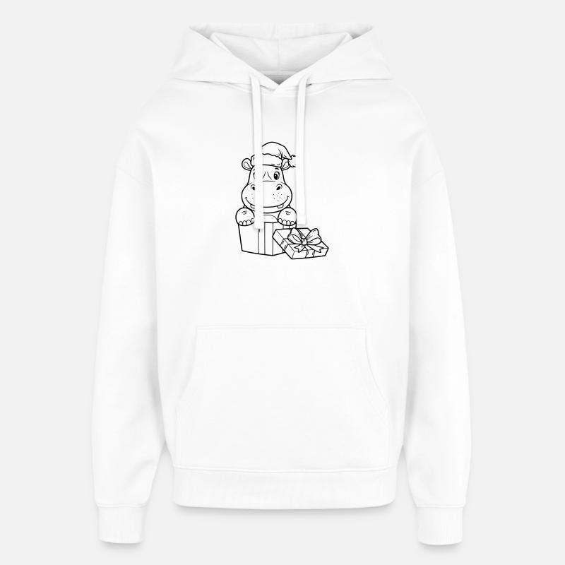 Weihnachts-Nilpferd mit Geschenken - Oversized Unisex Hoodie von Stanley/Stella - Weiß