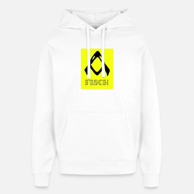 Icône du poisson graphique jaune - Abstrait - Sweat à capuche unisexe Stanley/Stella Oversized - blanc