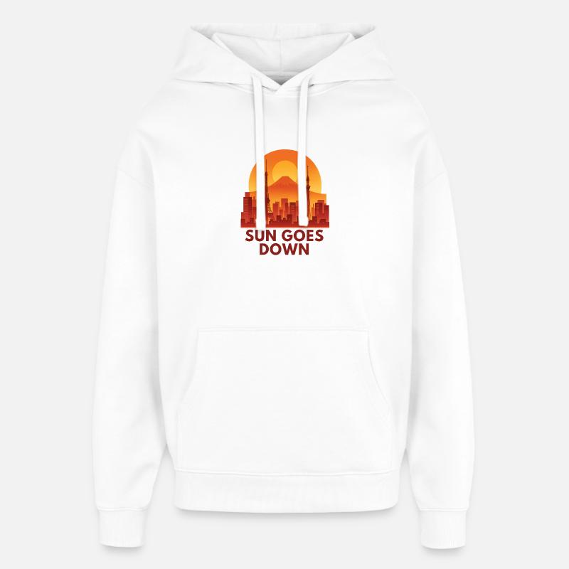 Skyline du coucher de soleil - Sweat à capuche unisexe Stanley/Stella Oversized - blanc