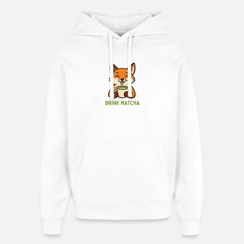 Fox aime le matcha - Sweat à capuche unisexe Stanley/Stella Oversized - blanc