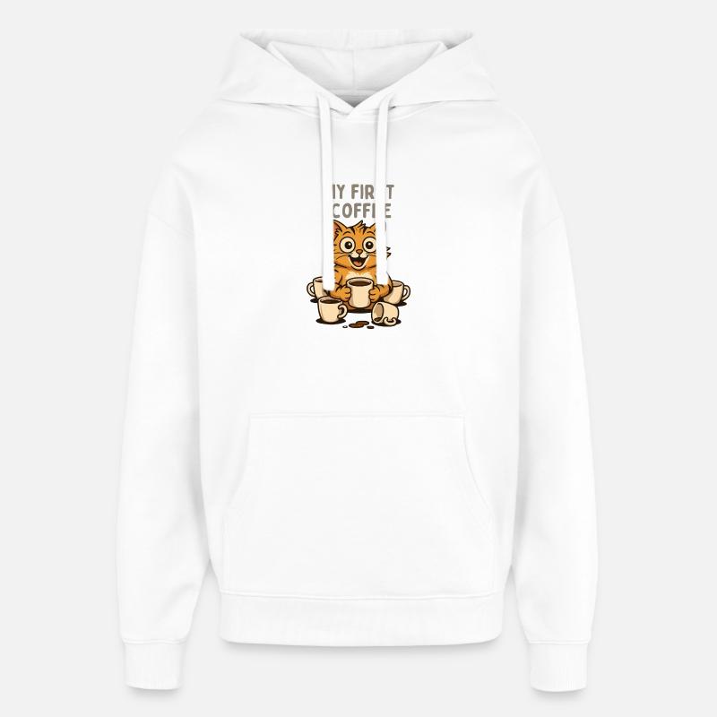 Mon premier chat de café - Sweat à capuche unisexe Stanley/Stella Oversized - blanc