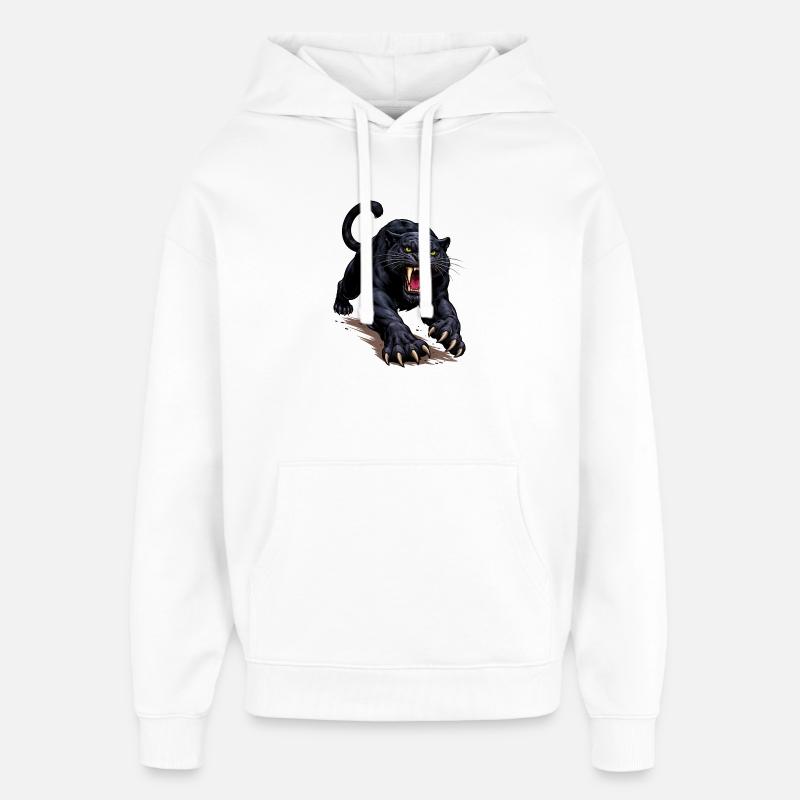 Schwarzer Panther Angriff - Sweat à capuche unisexe Stanley/Stella Oversized - blanc