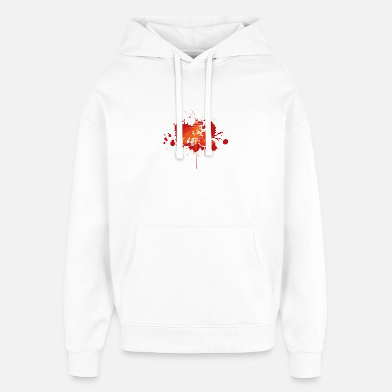 Vélo éclaboussé en peinture orange - Sweat à capuche unisexe Stanley/Stella Oversized - blanc