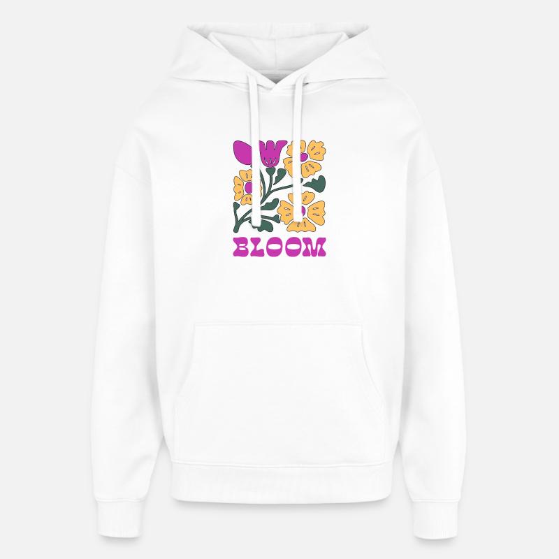 Pop florale rose néon - Sweat à capuche unisexe Stanley/Stella Oversized - blanc