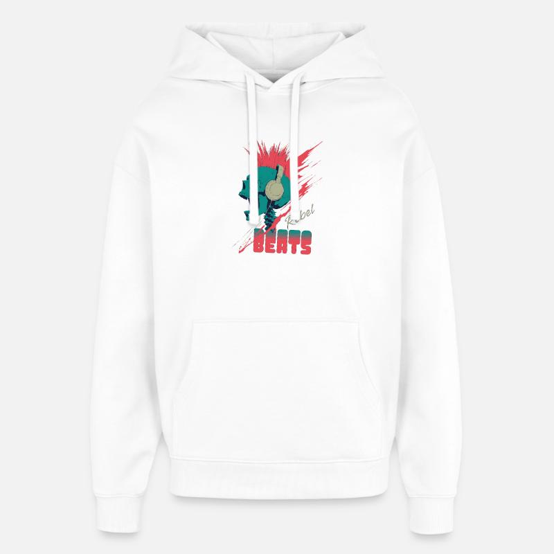Rebel Beats - Punk Skull Mohawk - Sweat à capuche unisexe Stanley/Stella Oversized - blanc