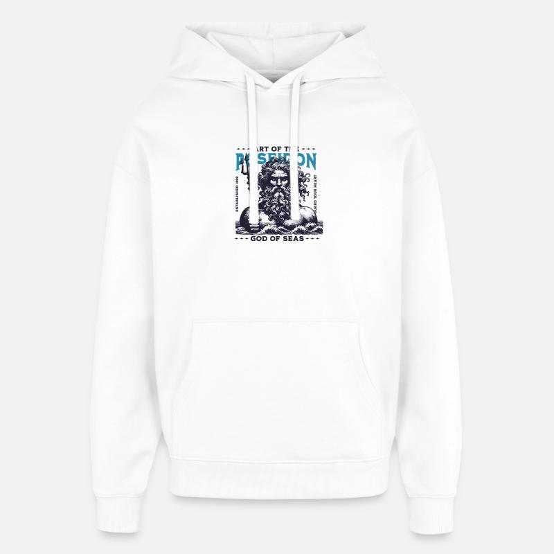 Poséidon Dieu de la mer - Sweat à capuche unisexe Stanley/Stella Oversized - blanc