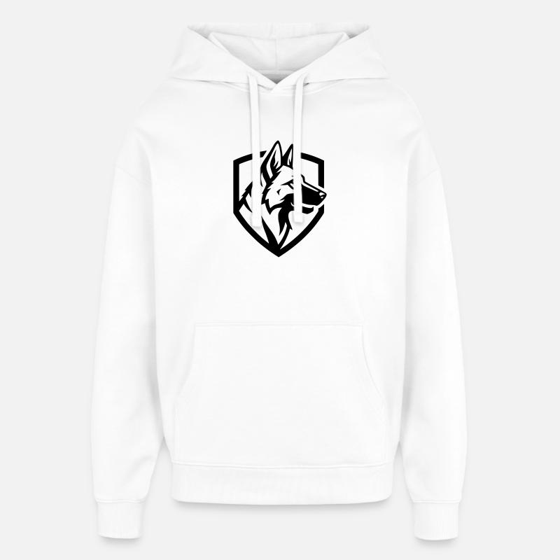 German Shepherd Crest Shield Security - Oversized Unisex Hoodie by Stanley/Stella - white