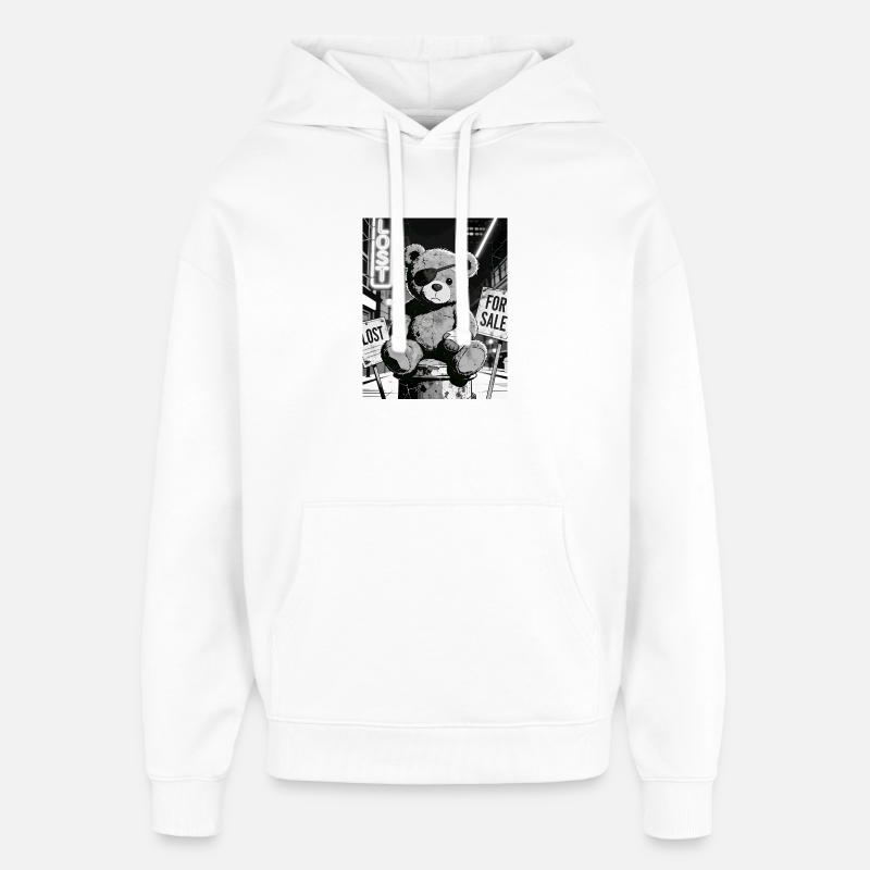 Ours néon noir avec cache-œil - Sweat à capuche unisexe Stanley/Stella Oversized - blanc