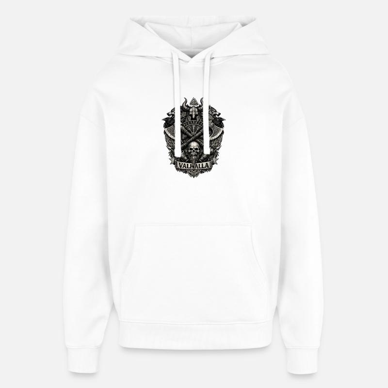 Crâne de Valhalla Viking Crest - Sweat à capuche unisexe Stanley/Stella Oversized - blanc