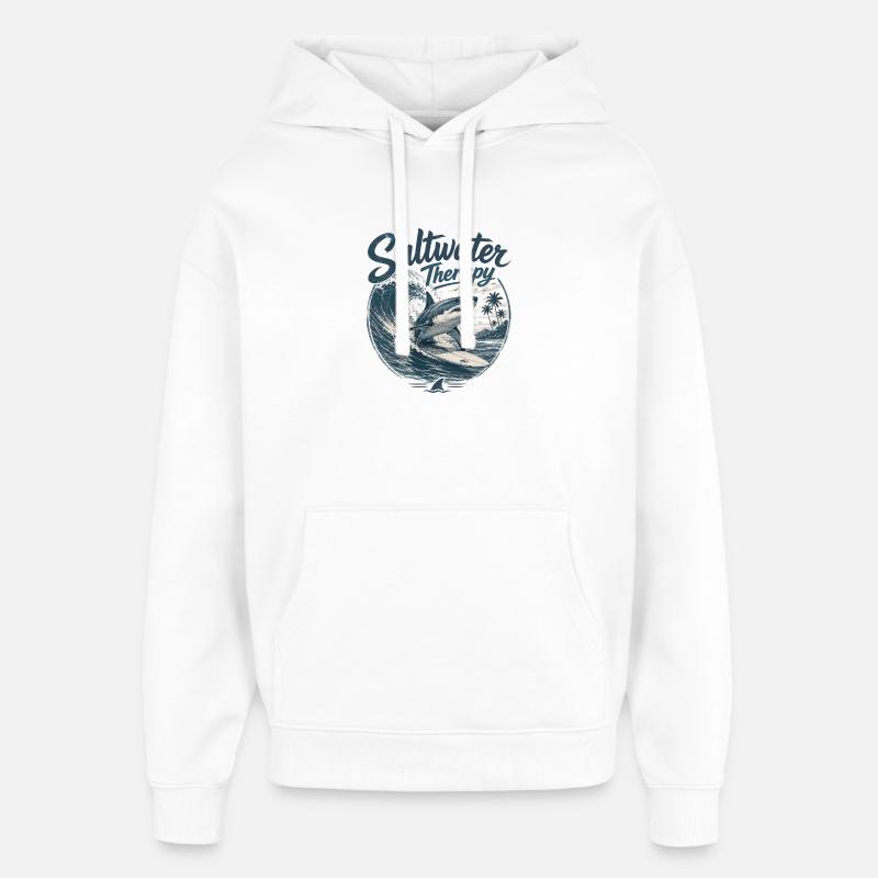 Saltwater Therapy Surfwave - Oversized Unisex Hoodie by Stanley/Stella - white