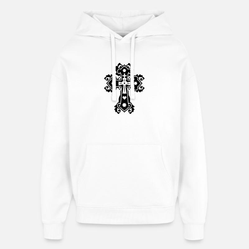 gothique croix religieuse croix - Sweat à capuche unisexe Stanley/Stella Oversized - blanc