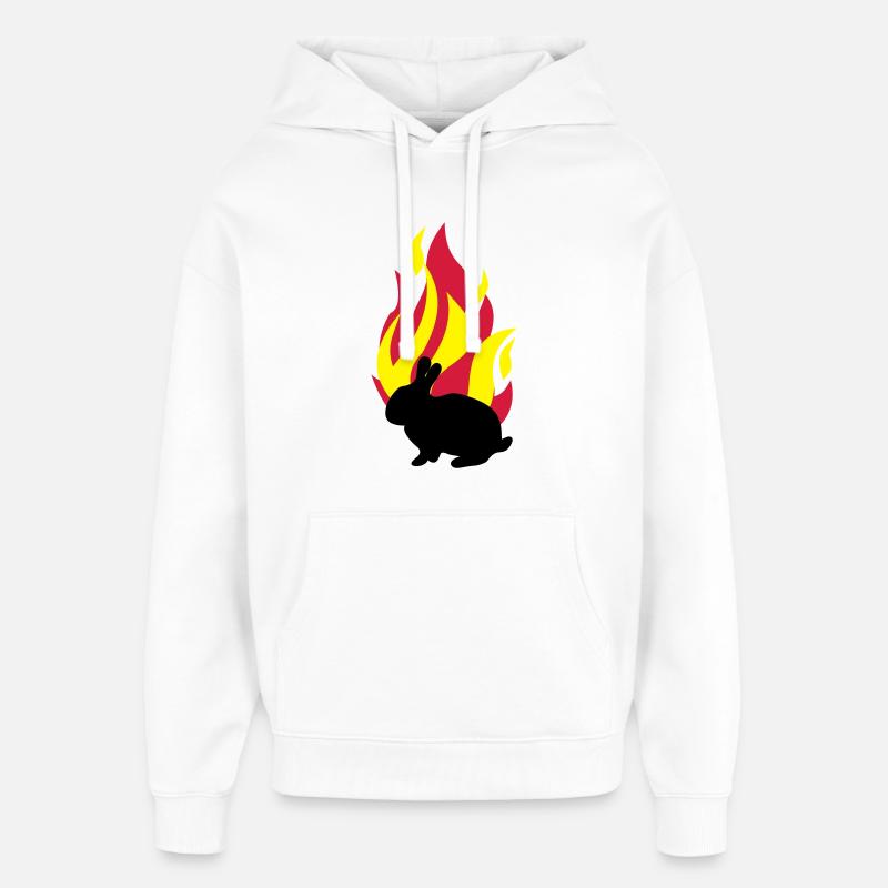 Lapin avec le feu - Sweat à capuche unisexe Stanley/Stella Oversized - blanc