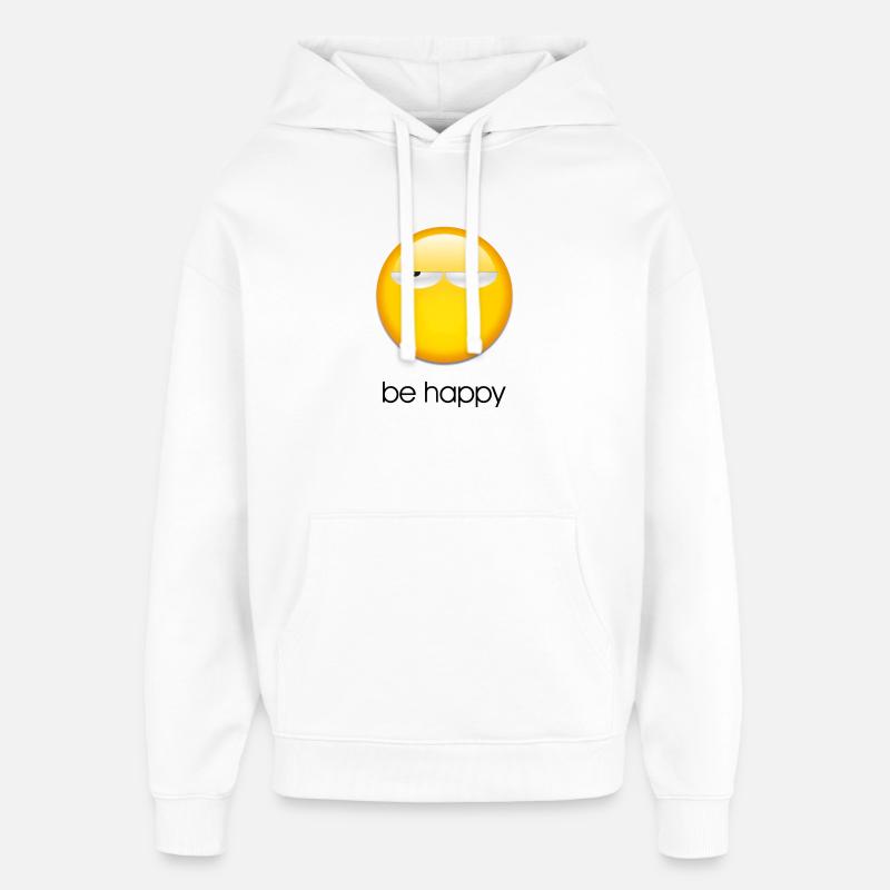 Be happy - Sweat à capuche unisexe Stanley/Stella Oversized - blanc