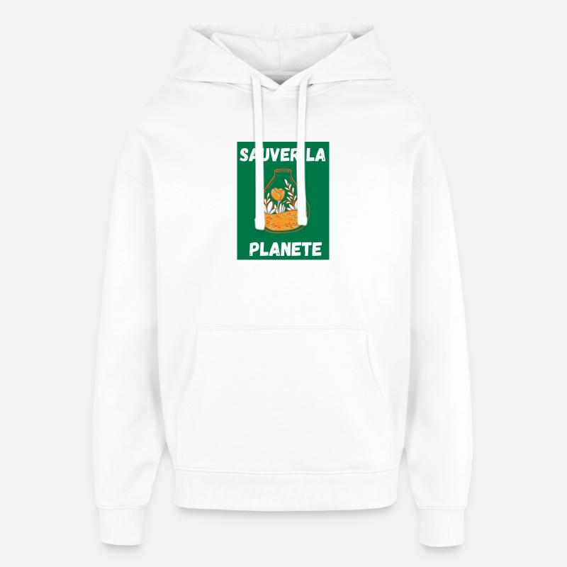 JOUR DE LA TERRE,ECOLOGIE,PLANETE,ENVIRONNEMENT - Sweat à capuche unisexe Stanley/Stella Oversized - blanc