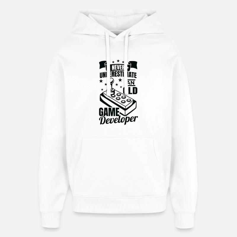 Never underestimate old game developers - Oversized Unisex Hoodie by Stanley/Stella - white