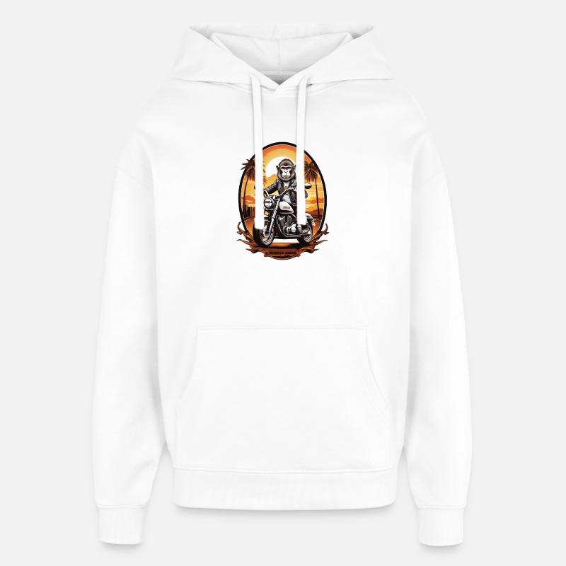 Singe à moto - Sweat à capuche unisexe Stanley/Stella Oversized - blanc