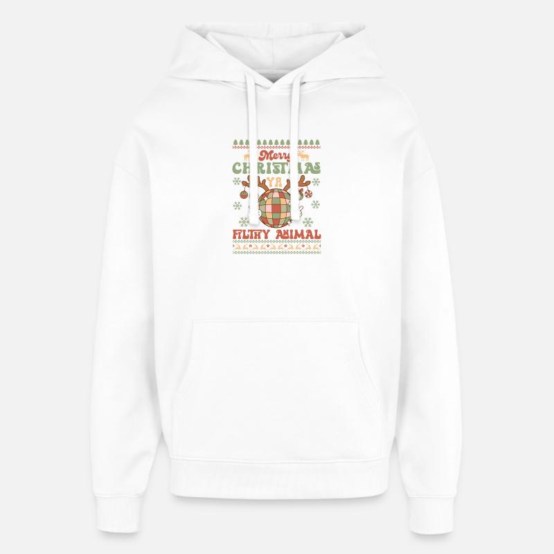 Pull de Noël moche - Sweat à capuche unisexe Stanley/Stella Oversized - blanc