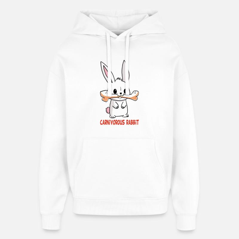 Lapin blanc carnivore - Sweat à capuche unisexe Stanley/Stella Oversized - blanc