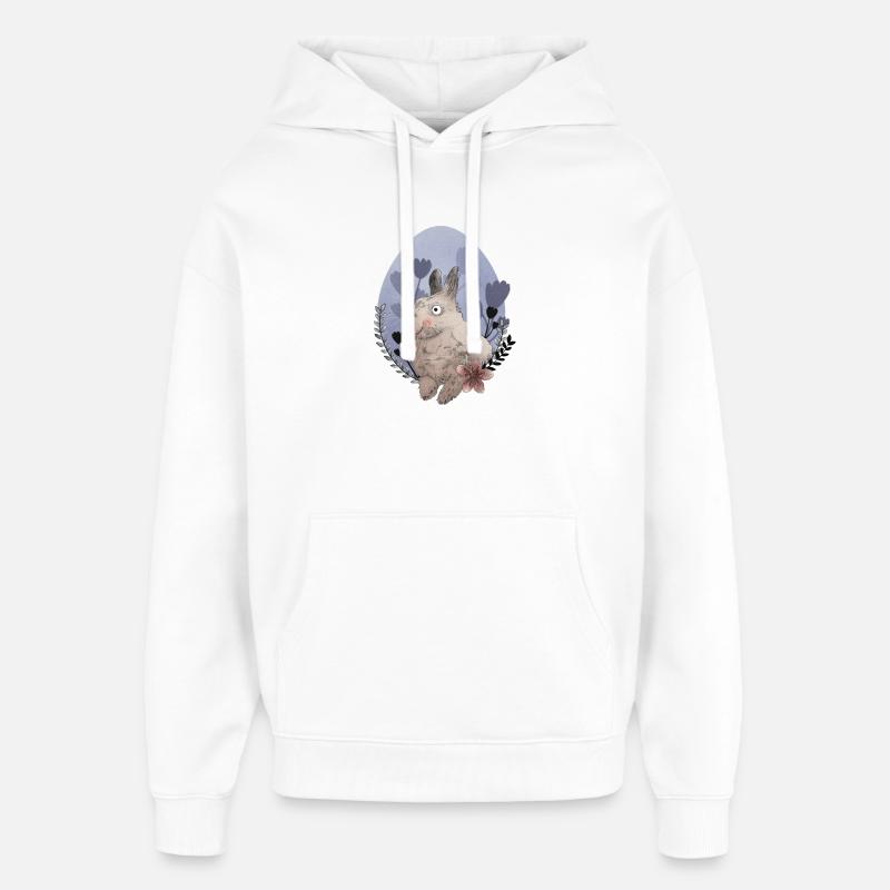 Illustration de lapin de Pâques - Sweat à capuche unisexe Stanley/Stella Oversized - blanc