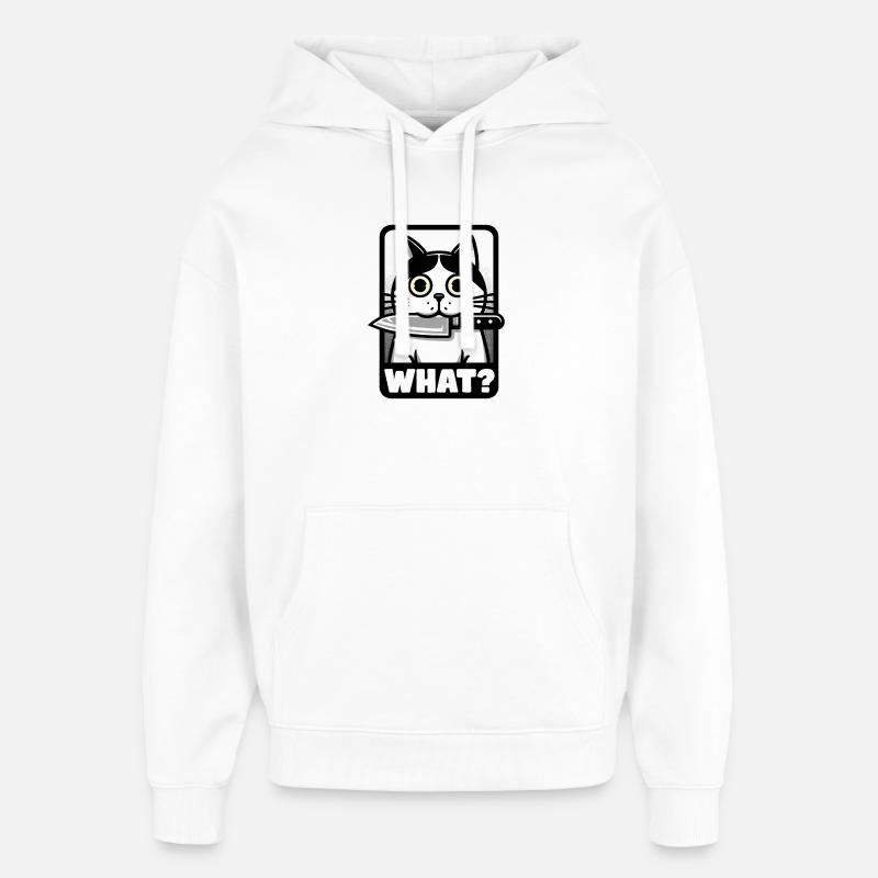 WAS? EINE KATZE MIT MESSER - Oversized Unisex Hoodie von Stanley/Stella - Weiß