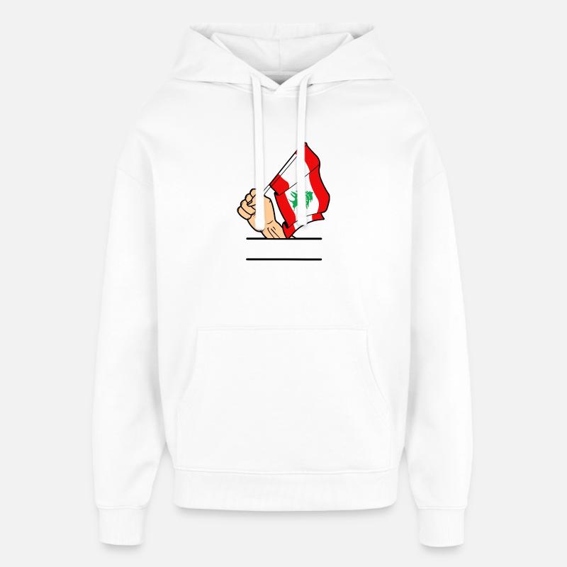 Drapeau Liban poing espace de texte - Sweat à capuche unisexe Stanley/Stella Oversized - blanc