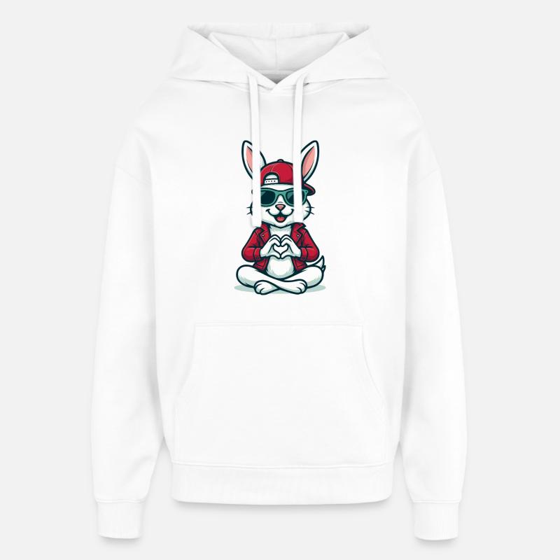 Chill Heart Bunny - Sweat à capuche unisexe Stanley/Stella Oversized - blanc